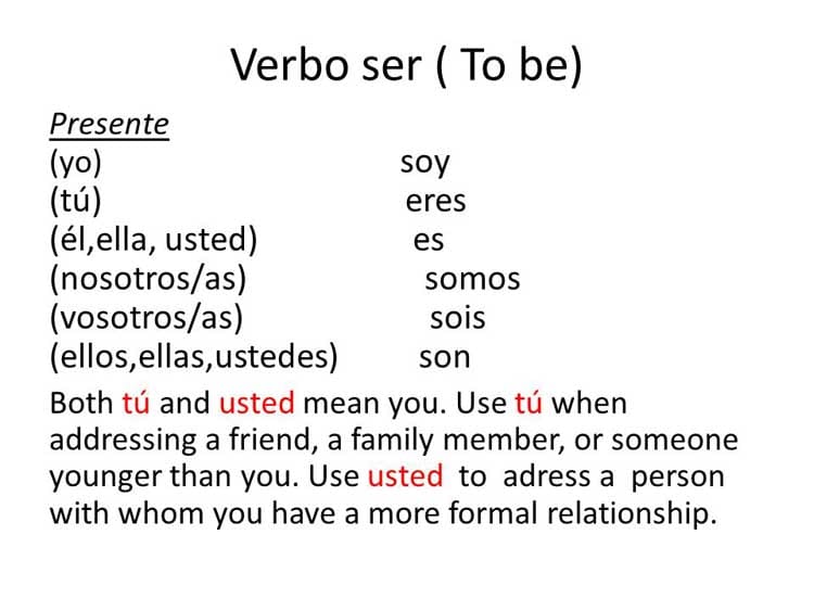 The Verb "Ser" in Spanish