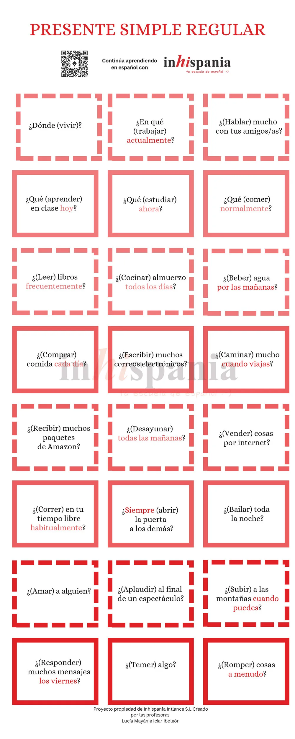 Presente simple regular