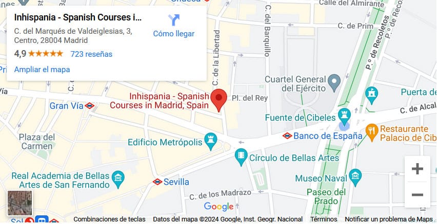 Come arrivare alla scuola di spagnolo Inhispania?
