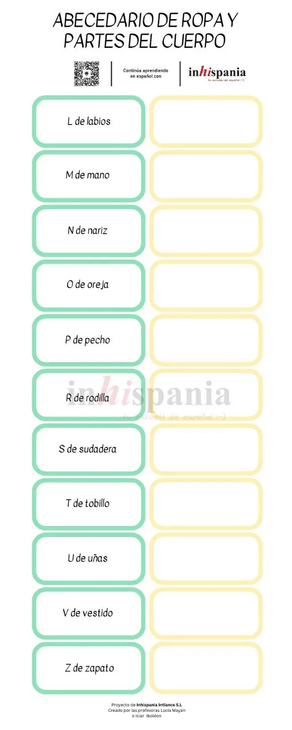 испанский алфавит тело